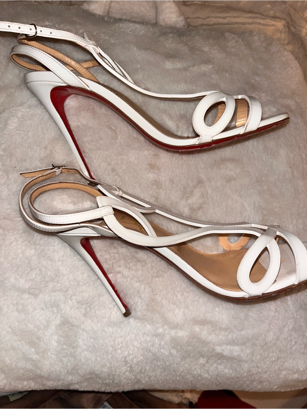 Christian Louboutin White Leather Strappy Heels - Picture 3 of 7
